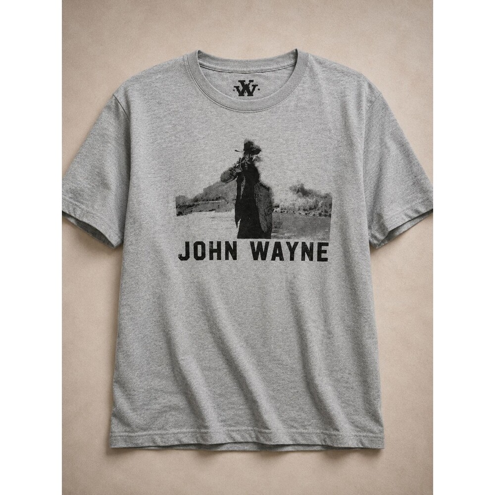 John Wayne T Shirt Mens XL Gray Cowboy Western Movie Graphic Tee Ranch Rodeo
